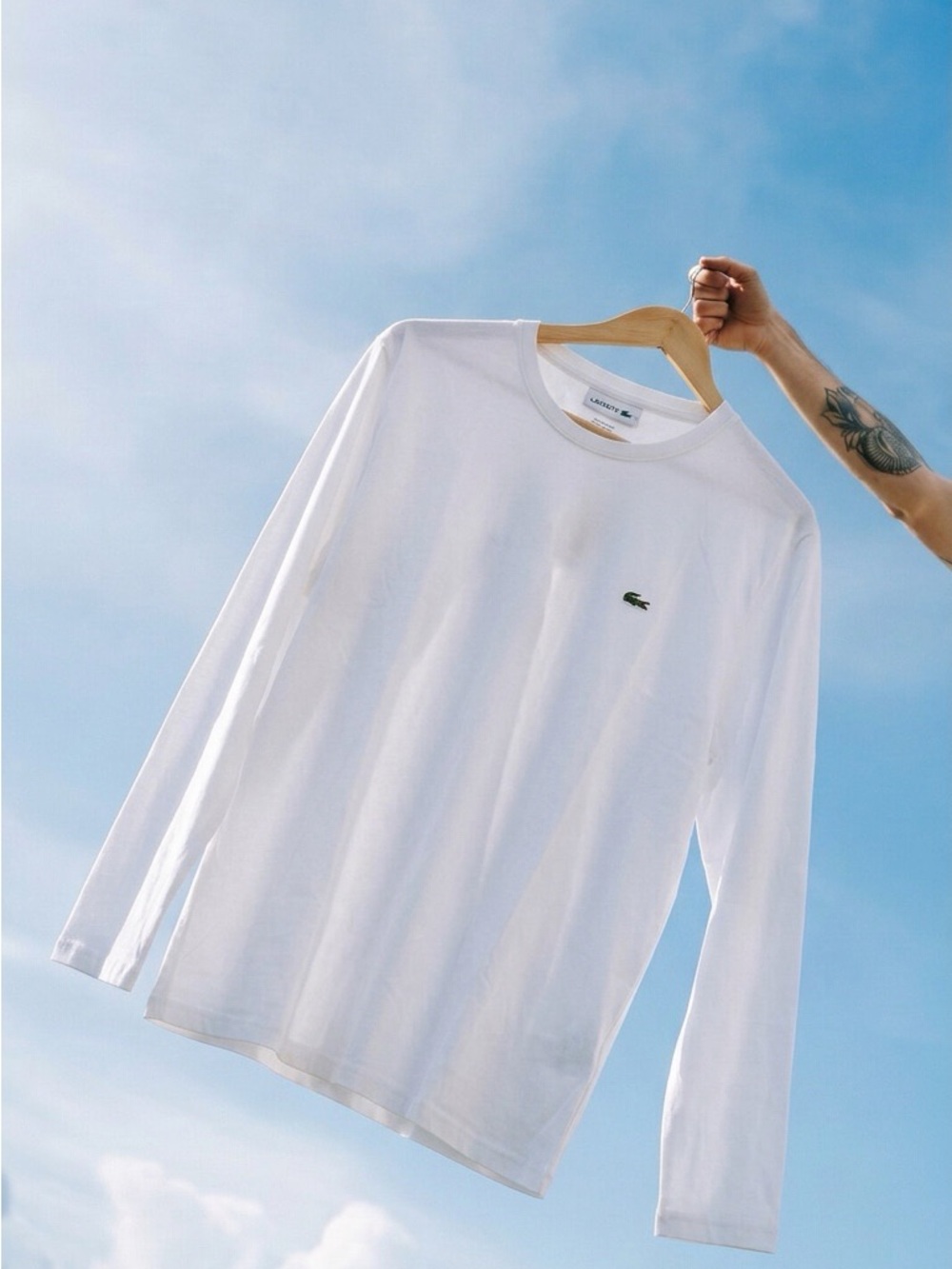 Lacoste White Long-Sleeve Crew
